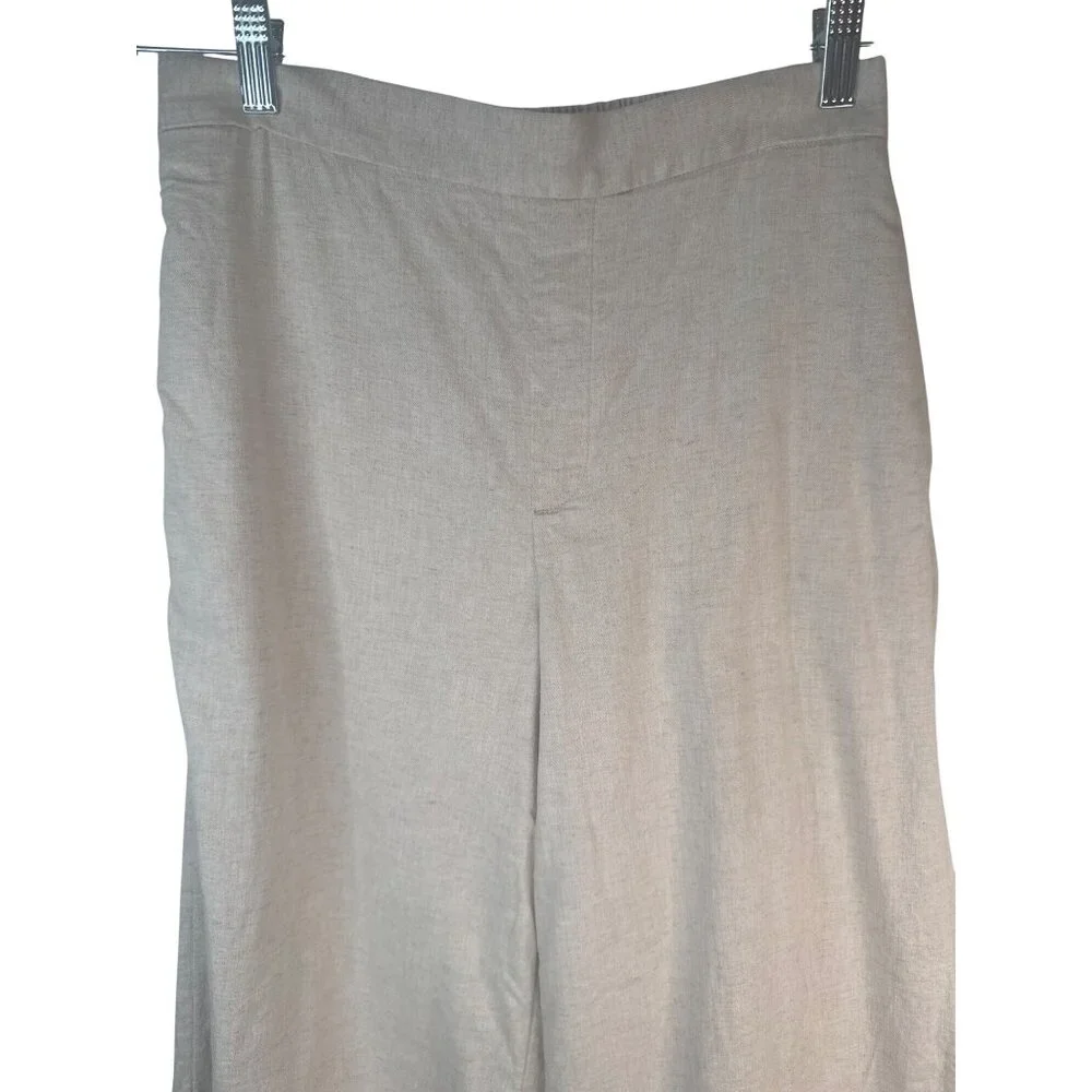 Banana Republic Wide Leg S Cropped Linen Blend Pants Soft Neutral Comfortable - Picture 7 of 16